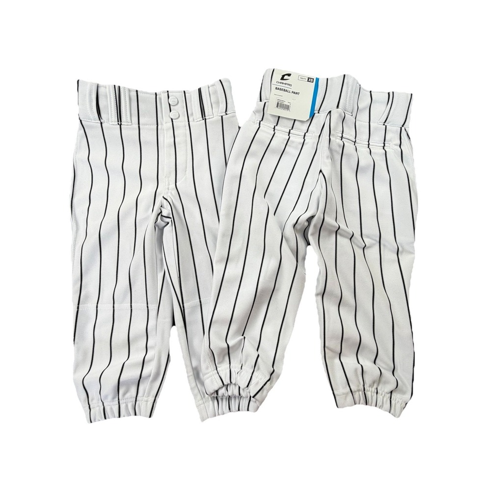 Champro Youth XS Baseball Pants Bundle White Black Pinstripe 2 Pack NWT